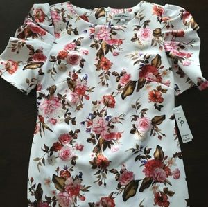 Floral Pencil Dress with puff sleeves